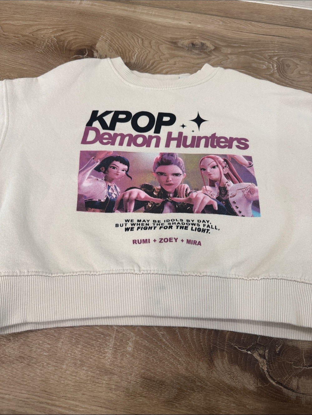 Beige Zara KPOP Demon Hunters Graphic Kids Sweatshirt